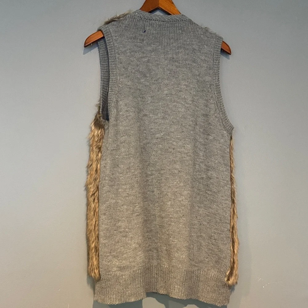 NY Collection Faux Fur Vest in Brown‎ and Gray